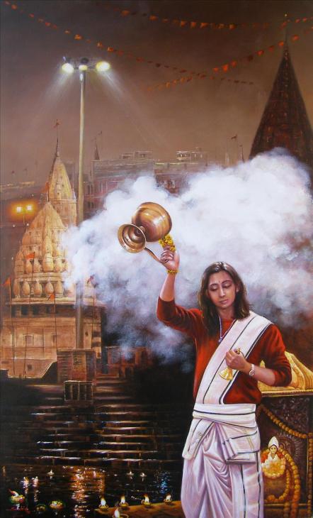 Banaras-Ghat1-Aarti-Artist-Subir Kumar